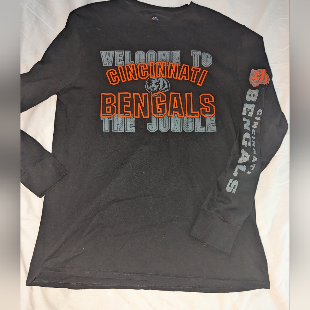 Majestic Men's Medium Cincinnati Bengals Black Long Sleeve Graphic Print T-Shirt
